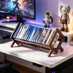 Book Display Rack Bamboo Folding A-Frame Legs Slanted Base
