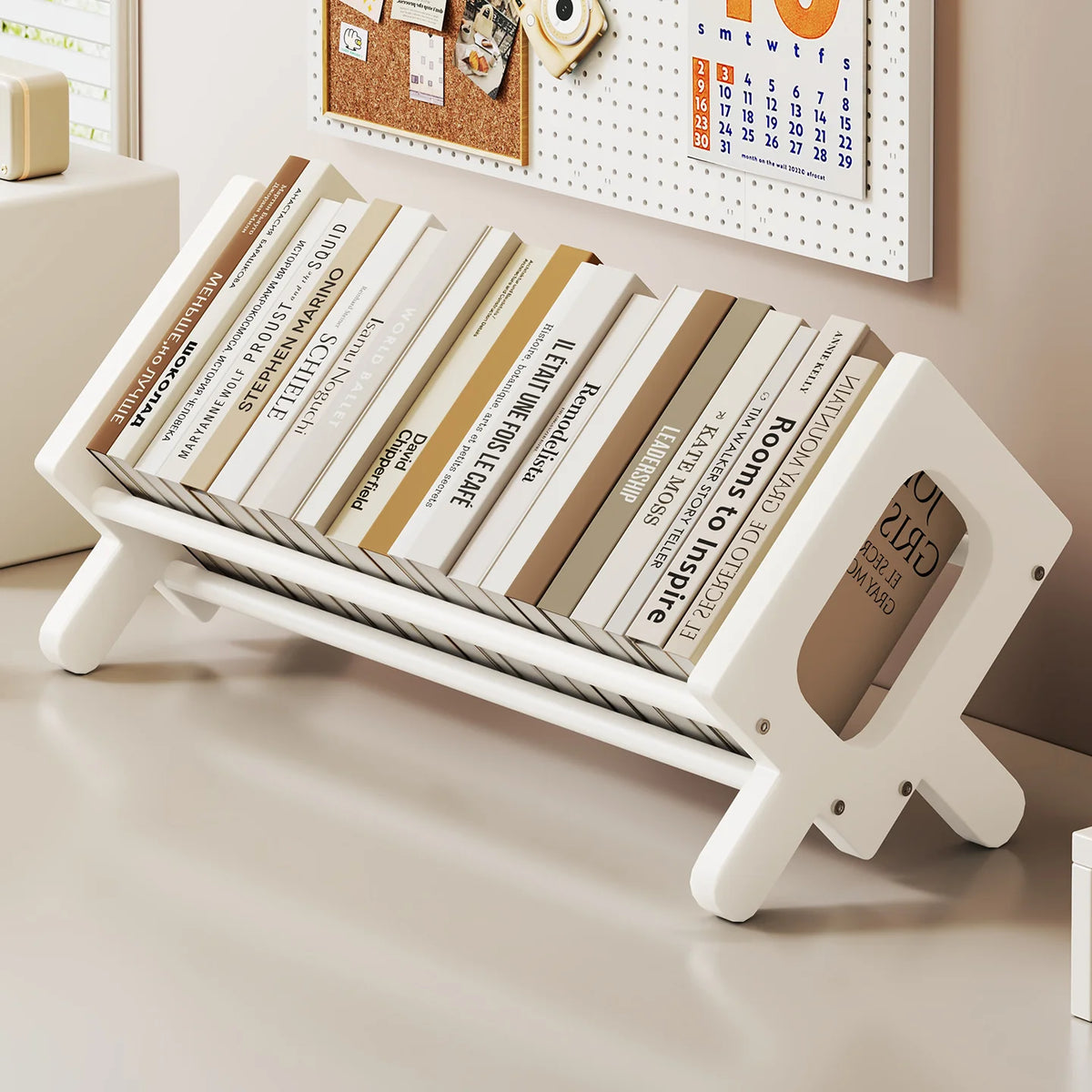 Book and Magazine Holder Bamboo Angled Non-Slip Rails