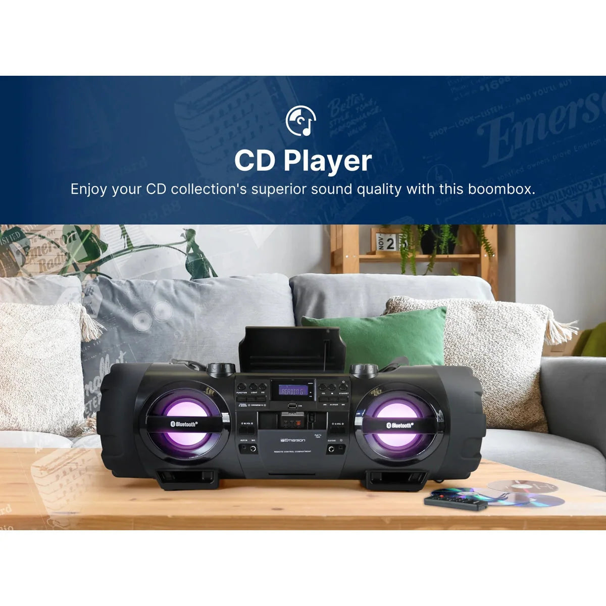 Boombox 60W Dual Subwoofers Bluetooth Streaming