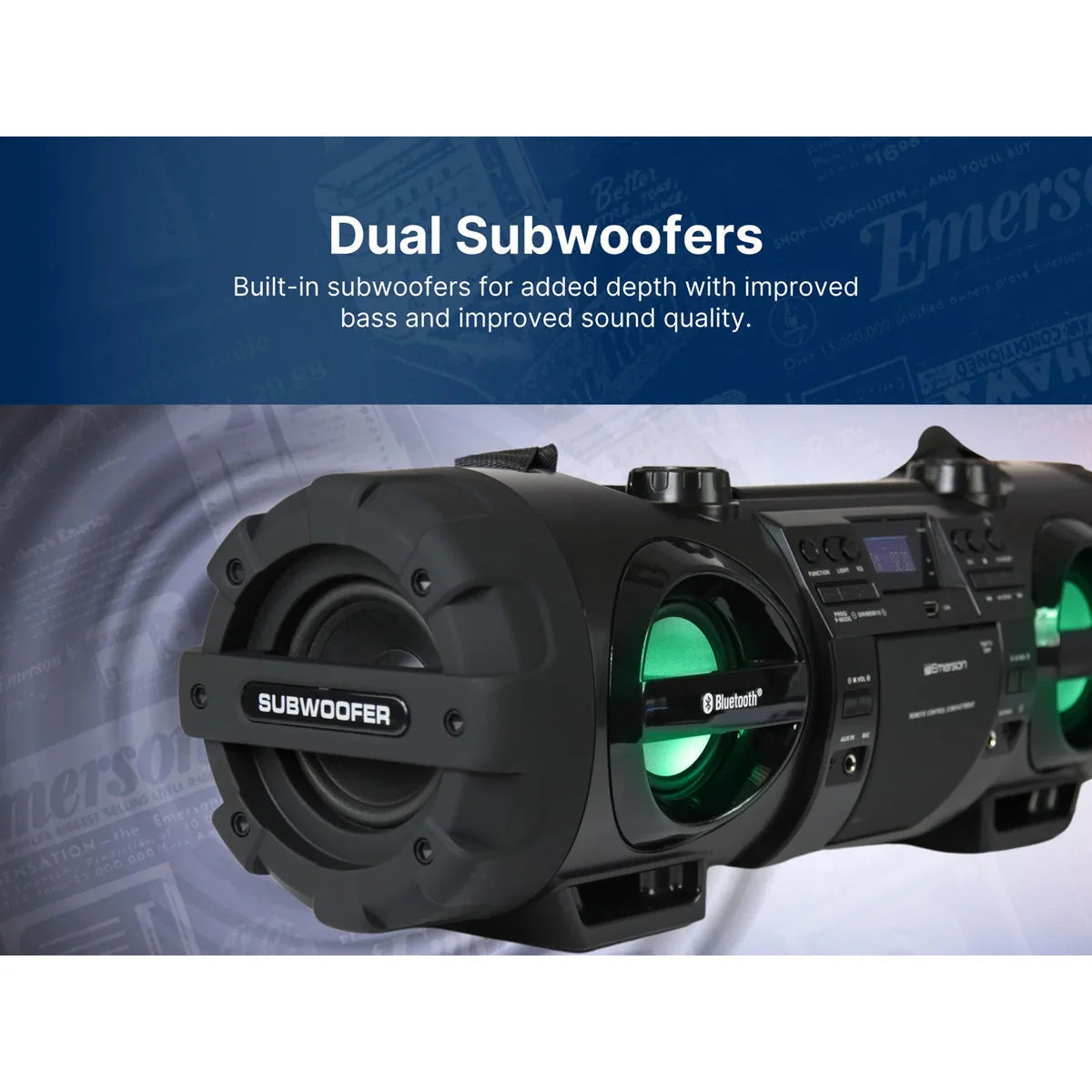 Boombox 60W Dual Subwoofers Bluetooth Streaming