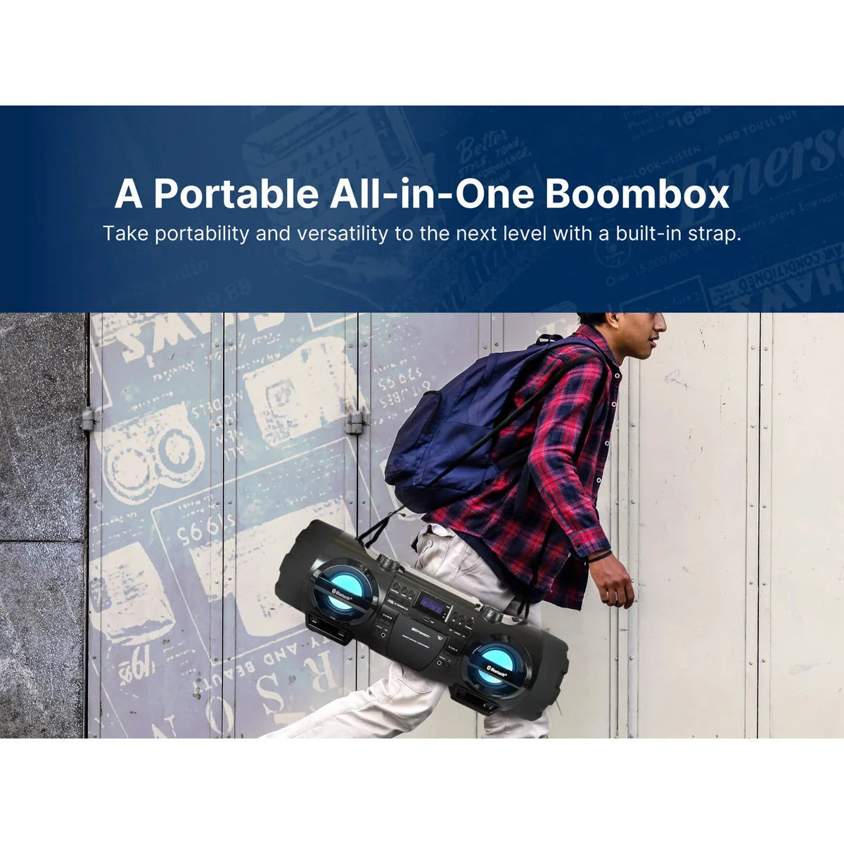Boombox 60W Dual Subwoofers Bluetooth Streaming