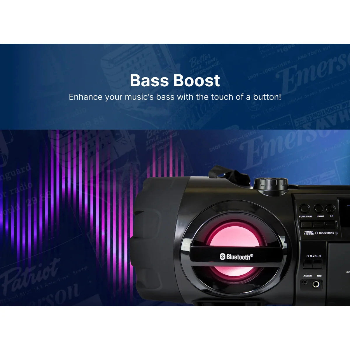 Boombox 60W Dual Subwoofers Bluetooth Streaming