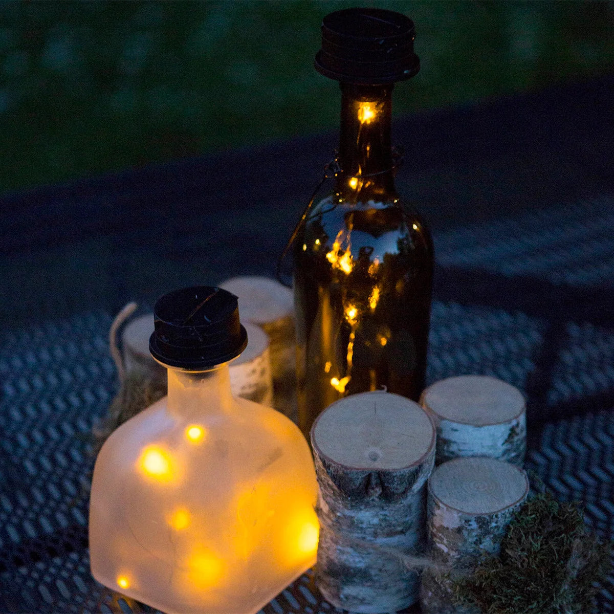 Bottle Lantern Kit Solar-Powered Amber LED 2-Piece Set