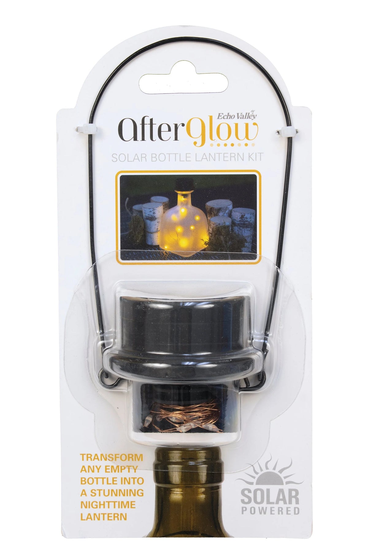 Bottle Lantern Kit Solar-Powered Amber LED 2-Piece Set