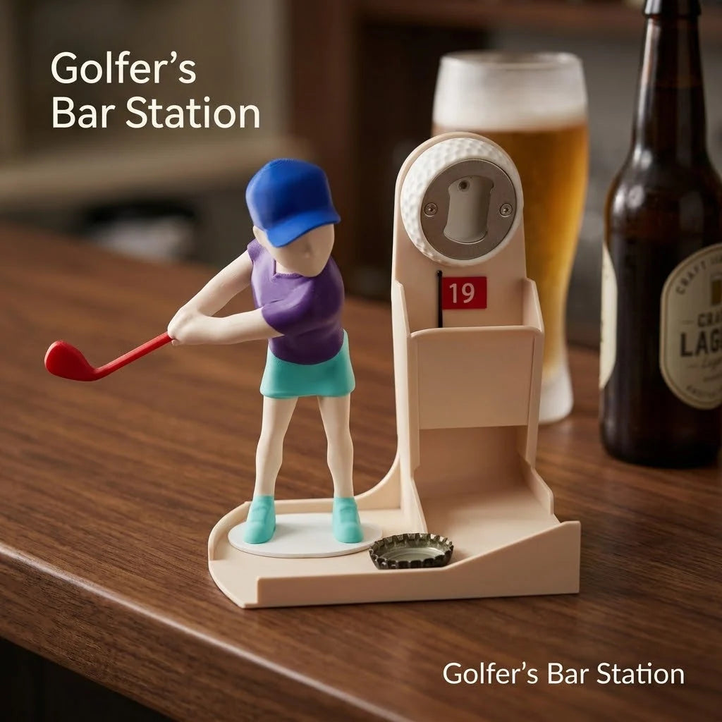 Bottle Opener Mini Golfer Cap-Catching Base