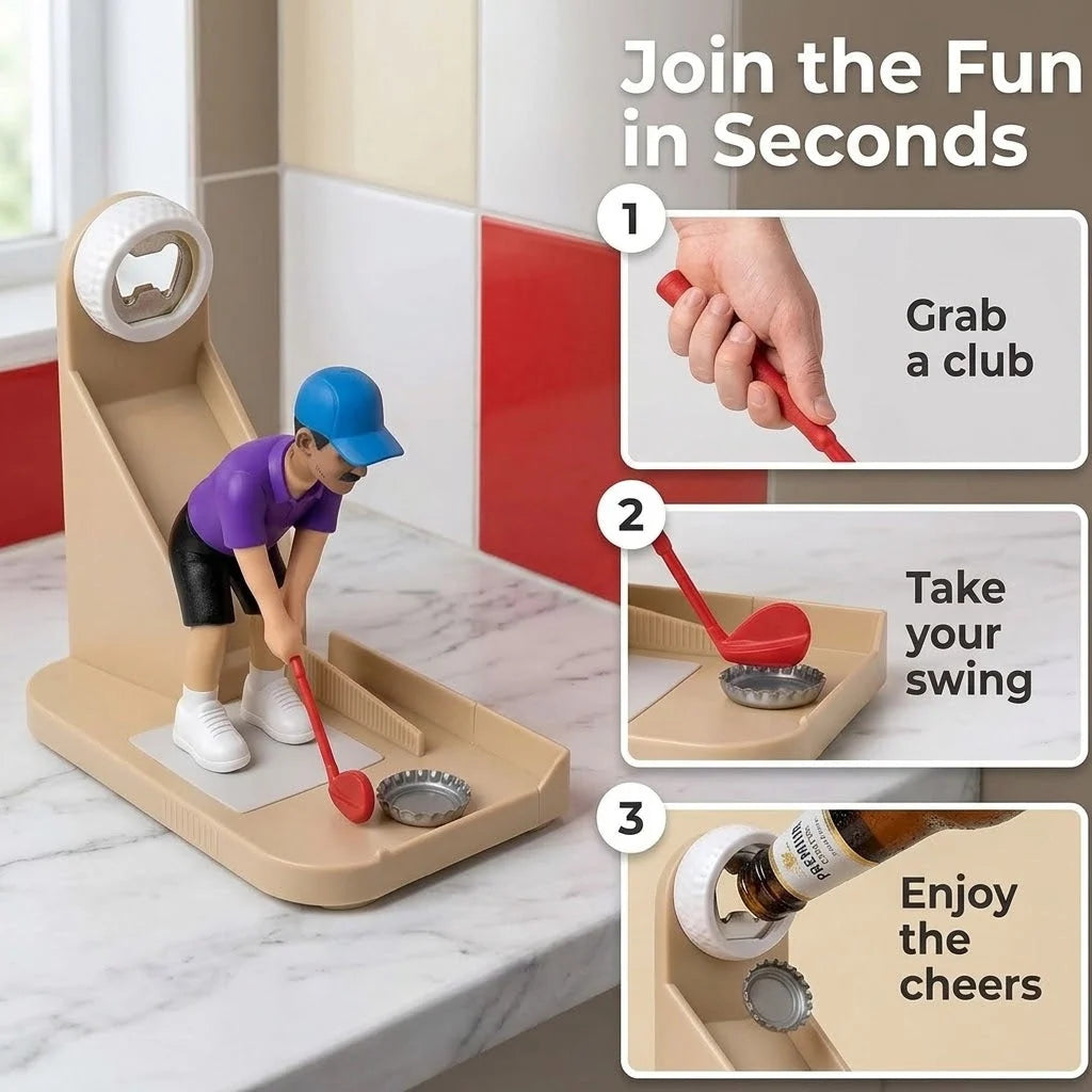 Bottle Opener Mini Golfer Cap-Catching Base