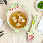 Bowl Set Ceramic Frog Design Matching Spoon