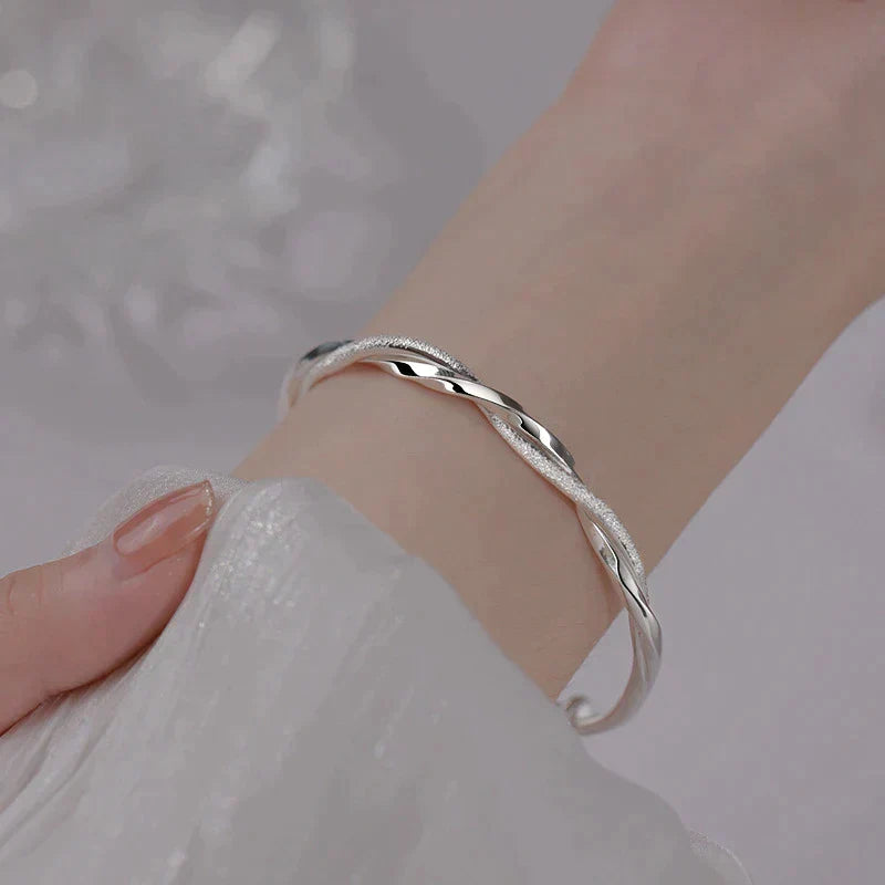 Bracelet 925 Sterling Silver Twisted Geometric Adjustable