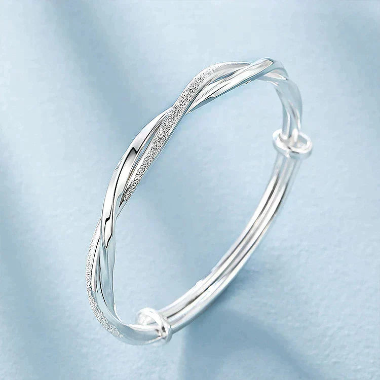 Bracelet 925 Sterling Silver Twisted Geometric Adjustable