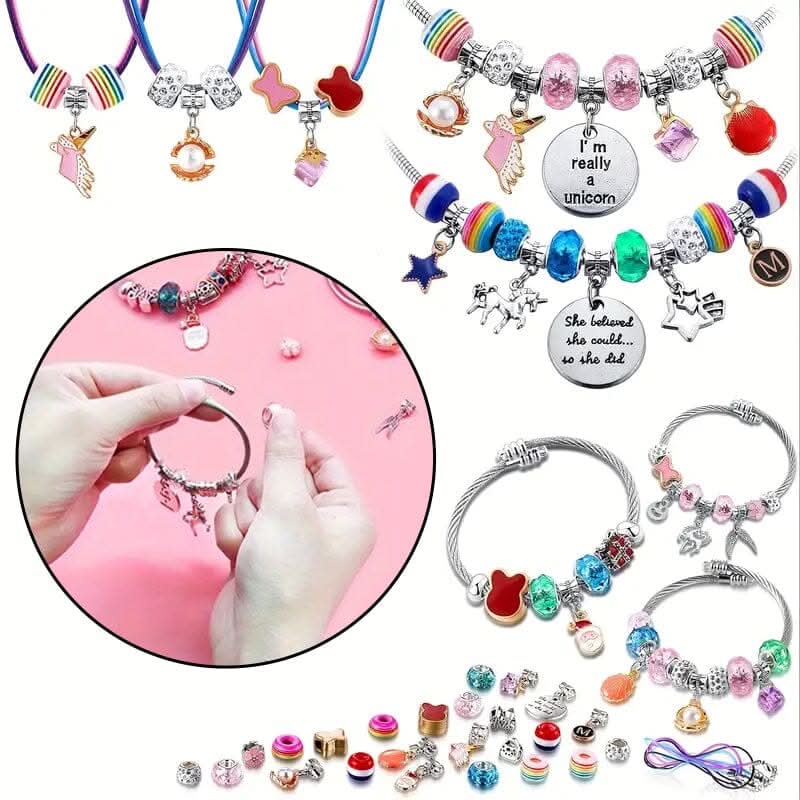 Bracelet Making Kit Adjustable Glass Beads & Charms