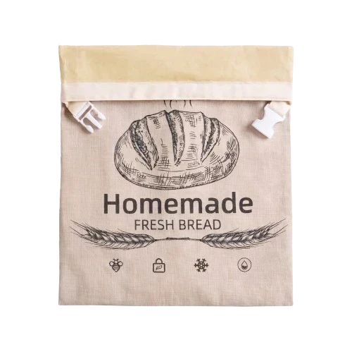 Bread Bag Beeswax-Lined Organic Linen Freezer-Safe