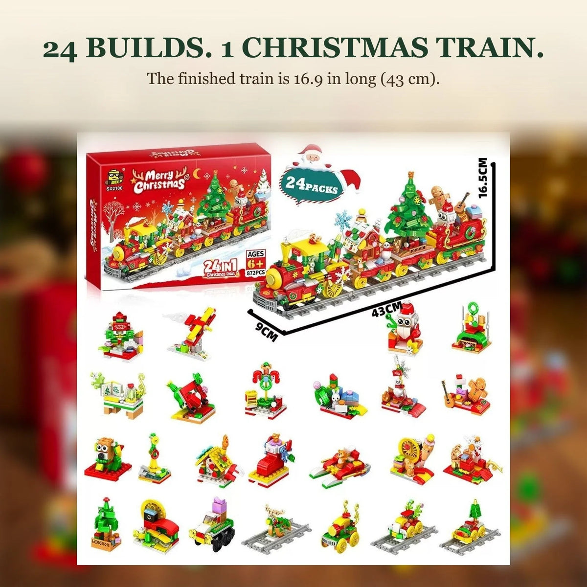 Brick Advent Calendar Christmas Train 24 Builds 872 Pieces