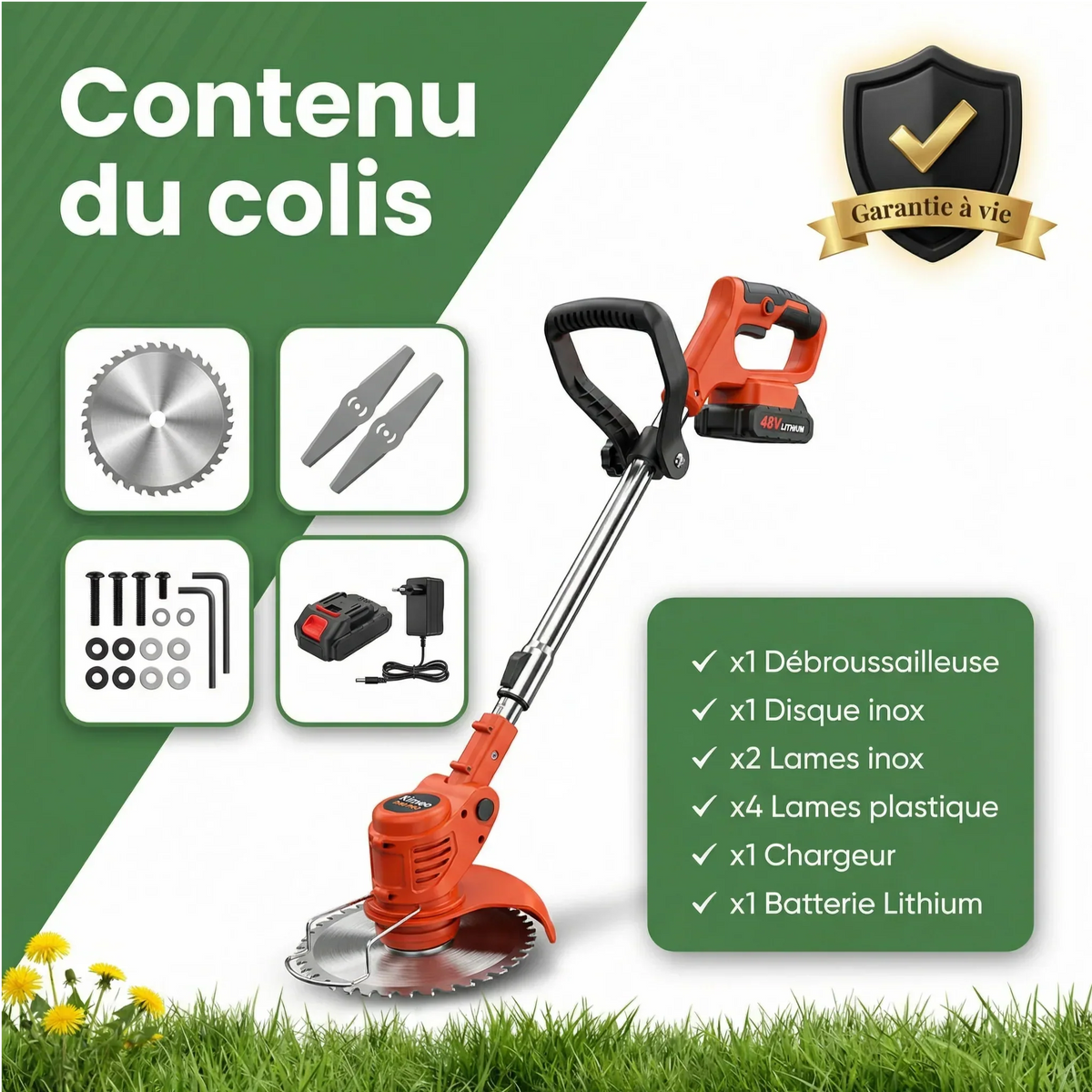 Brush Cutter Cordless Ergonomic Handle Wear-Resistant Blade