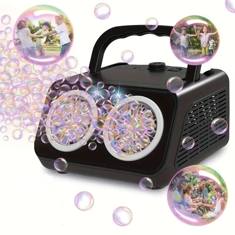 Bubble Machine Multi-Hole LED Rechargeable Cordless Portable