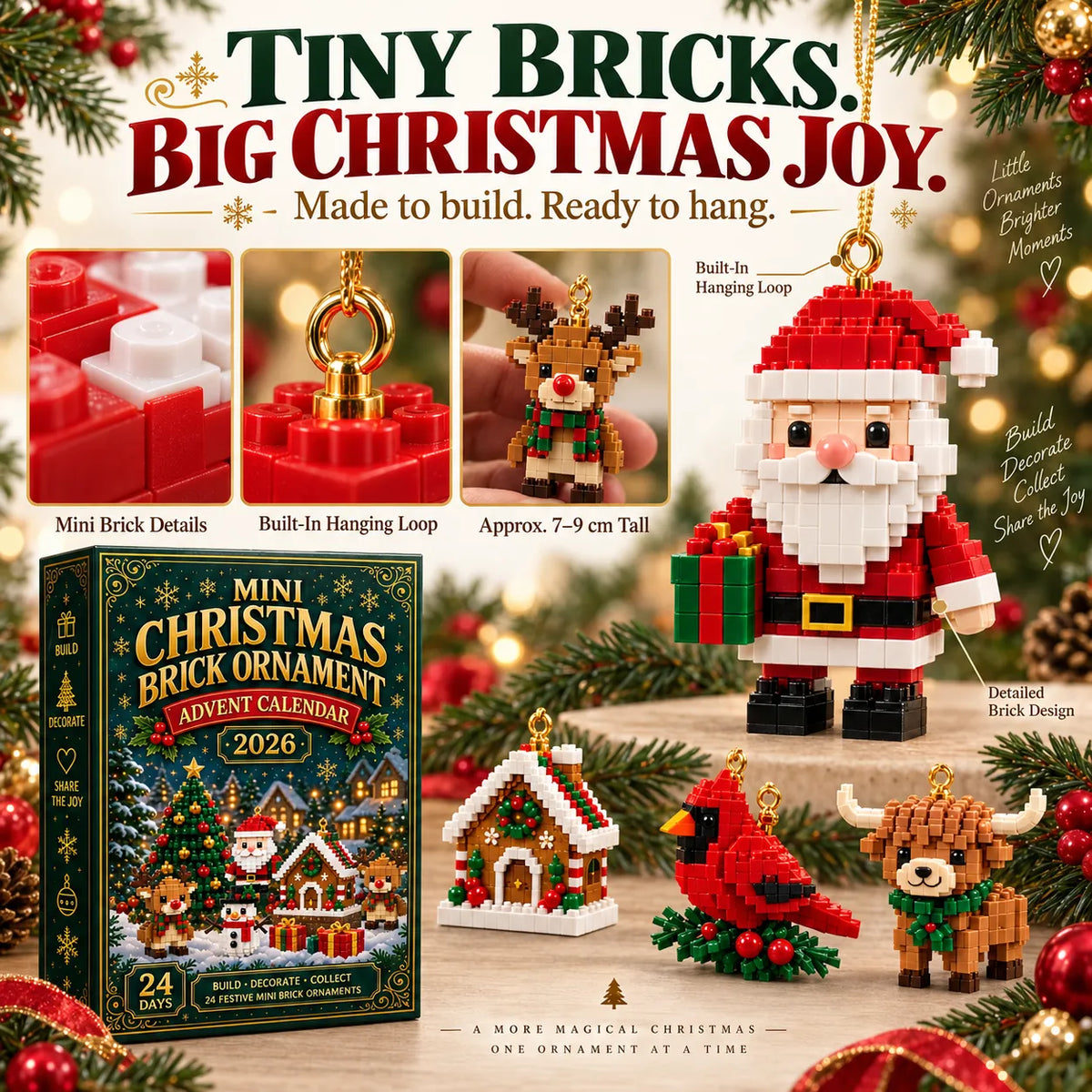 Building Block Advent Calendar 24 Daily Builds Hanging Ornaments