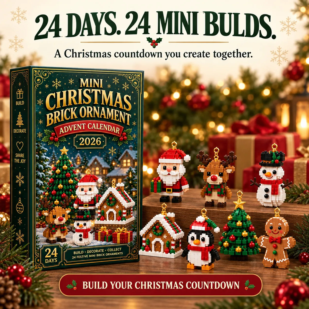 Building Block Advent Calendar 24 Daily Builds Hanging Ornaments