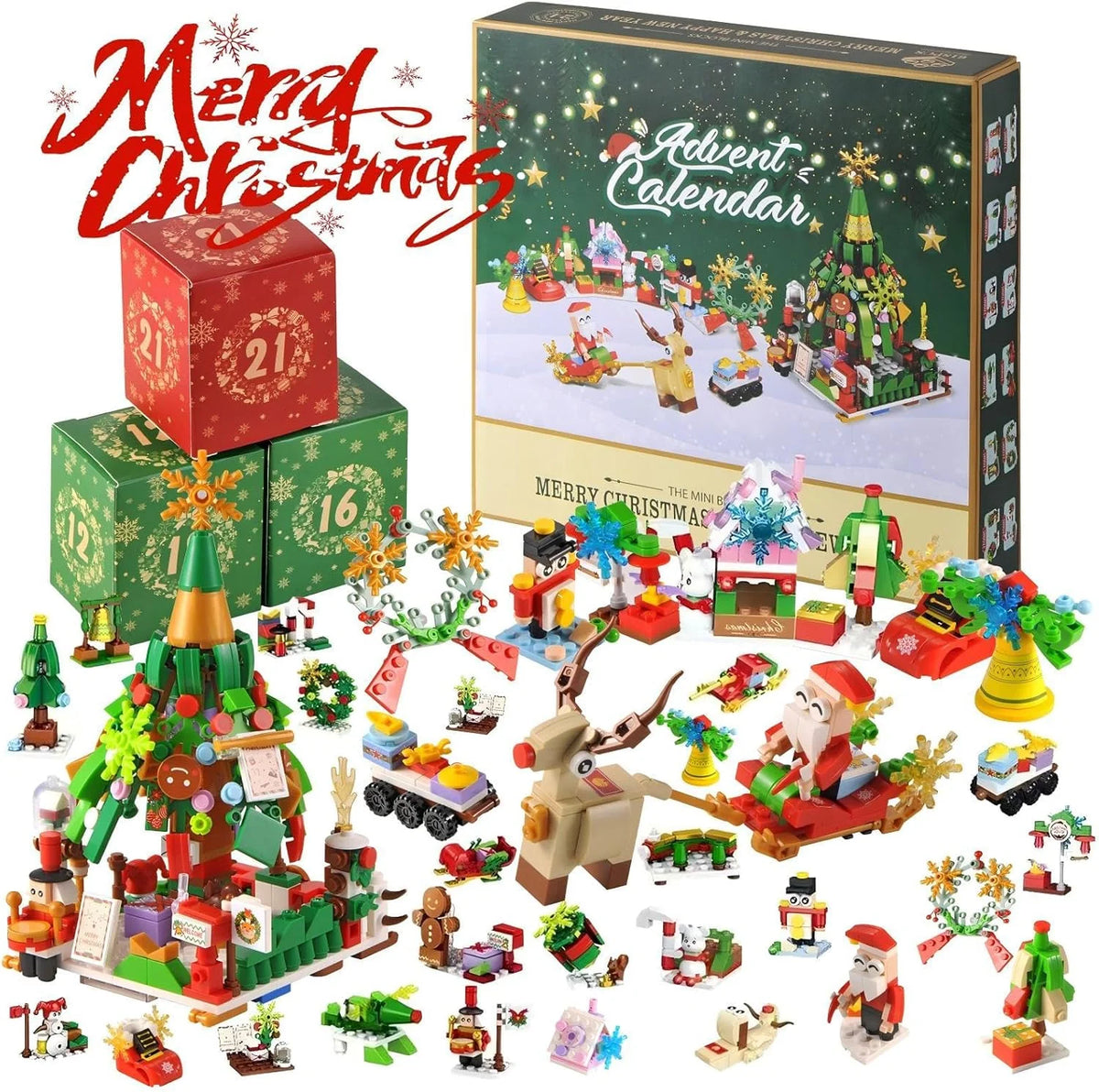 Building Block Advent Calendar 24-Day Christmas Village Theme