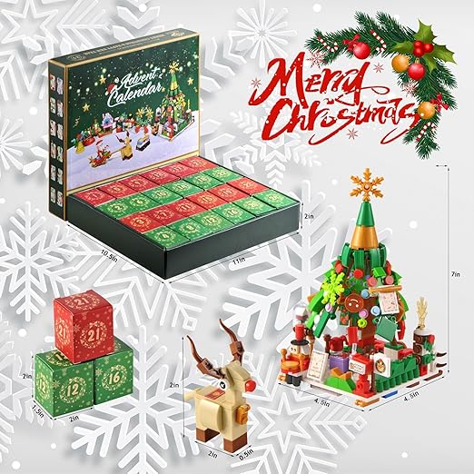 Building Block Advent Calendar 24-Day Christmas Village Theme