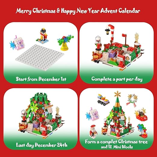 Building Block Advent Calendar 24-Day Christmas Village Theme