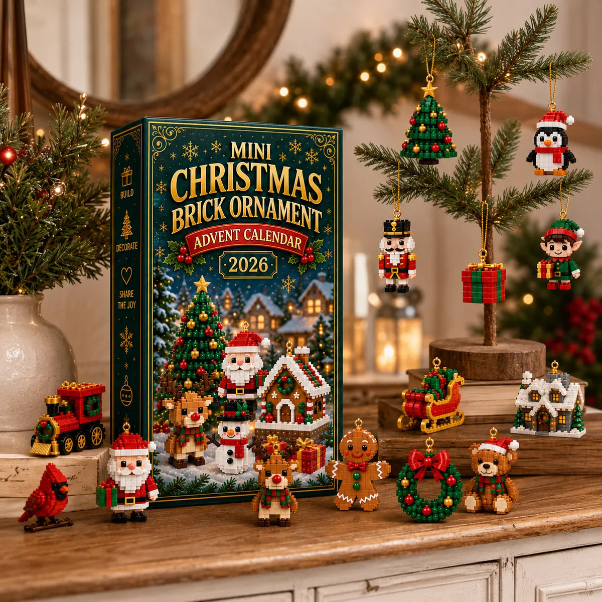 Building Block Advent Calendar 24 Mini Builds Hanging Ornaments