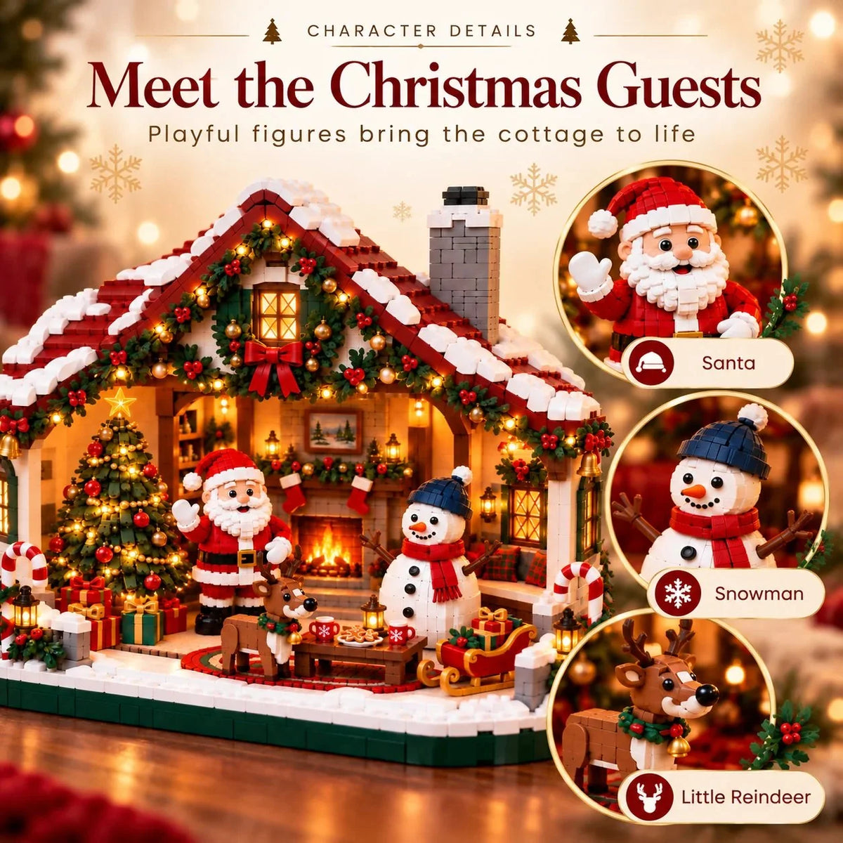 Building Block Set Christmas House Open-Front With Figures