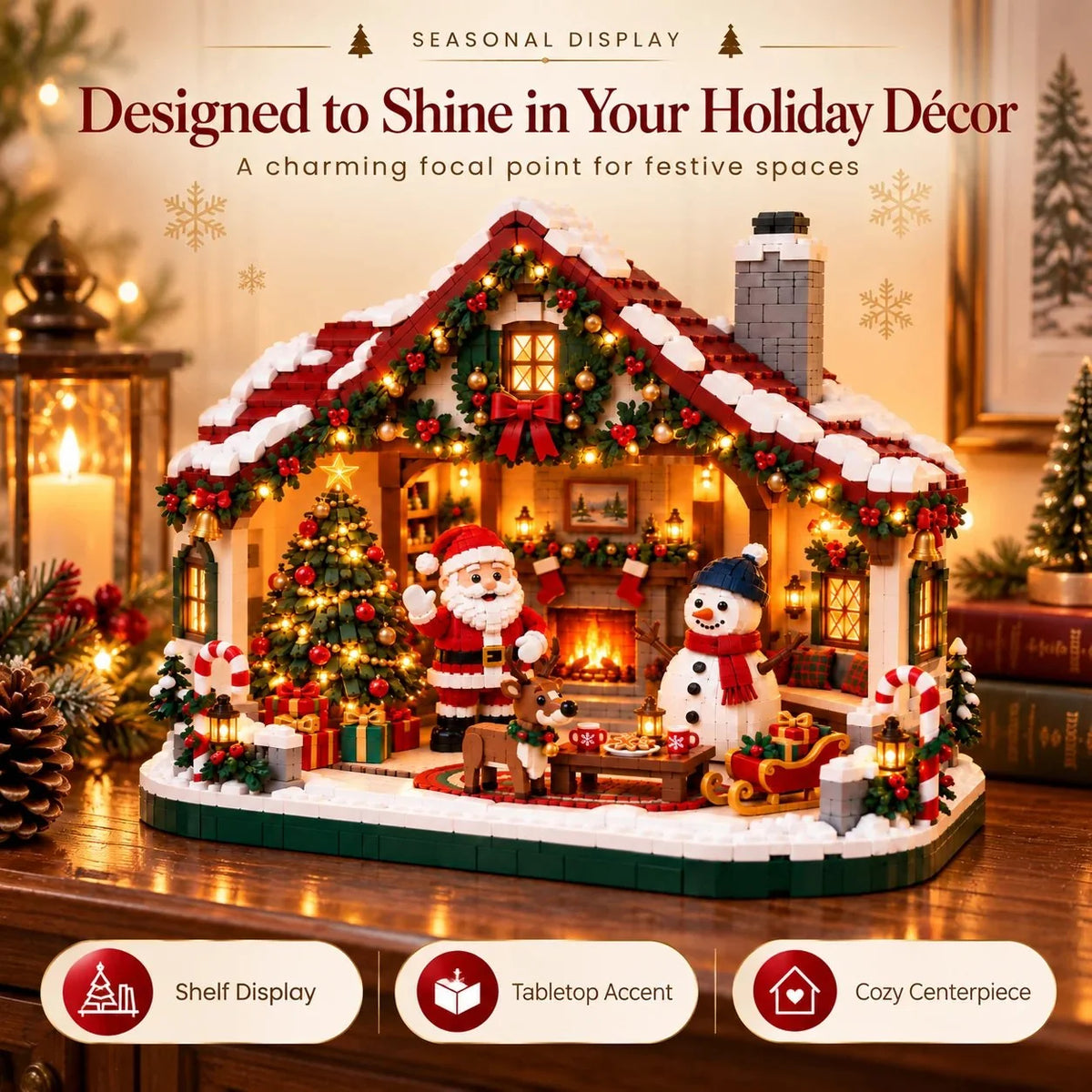 Building Block Set Christmas House Open-Front With Figures