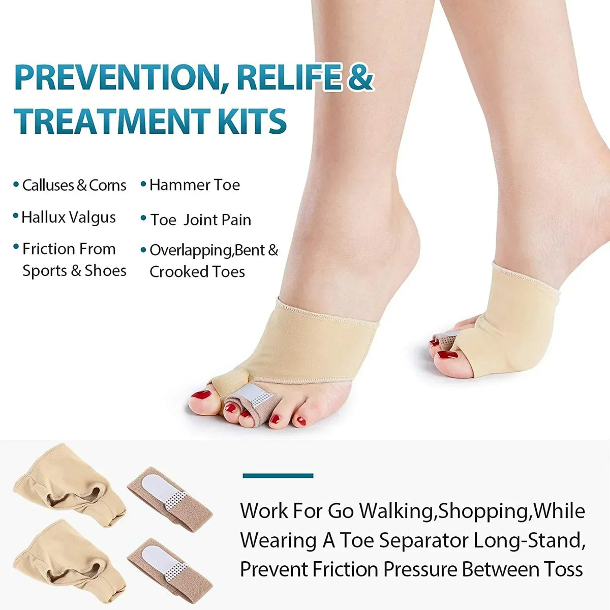 Bunion Corrector Medical-Grade Gel Sleeve & Toe Spacer