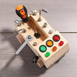 Busy Board Wooden Fine Motor Activity With 6 LED Lights