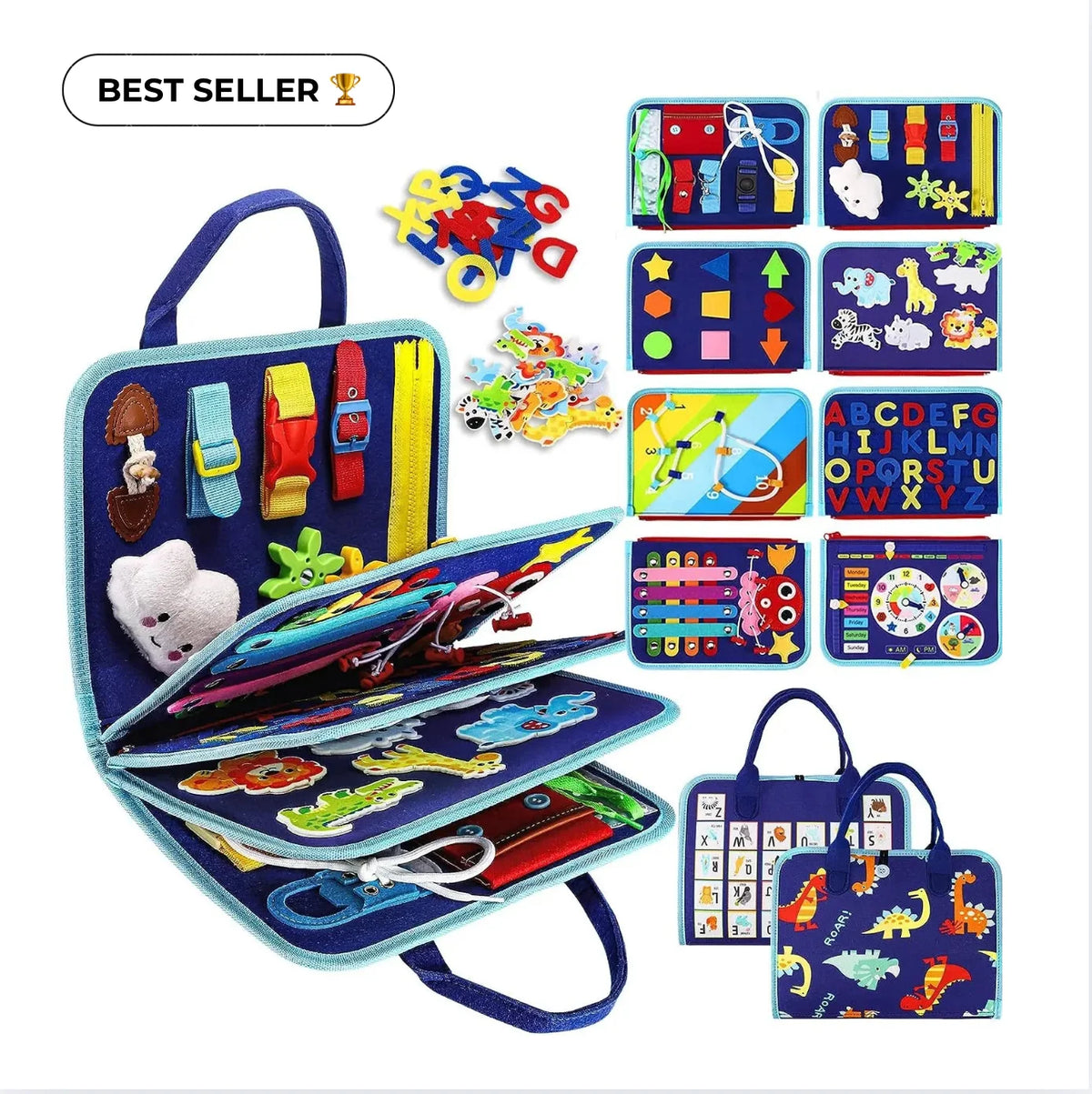 Busy Book Felt 8 Interactive Pages Travel-Friendly
