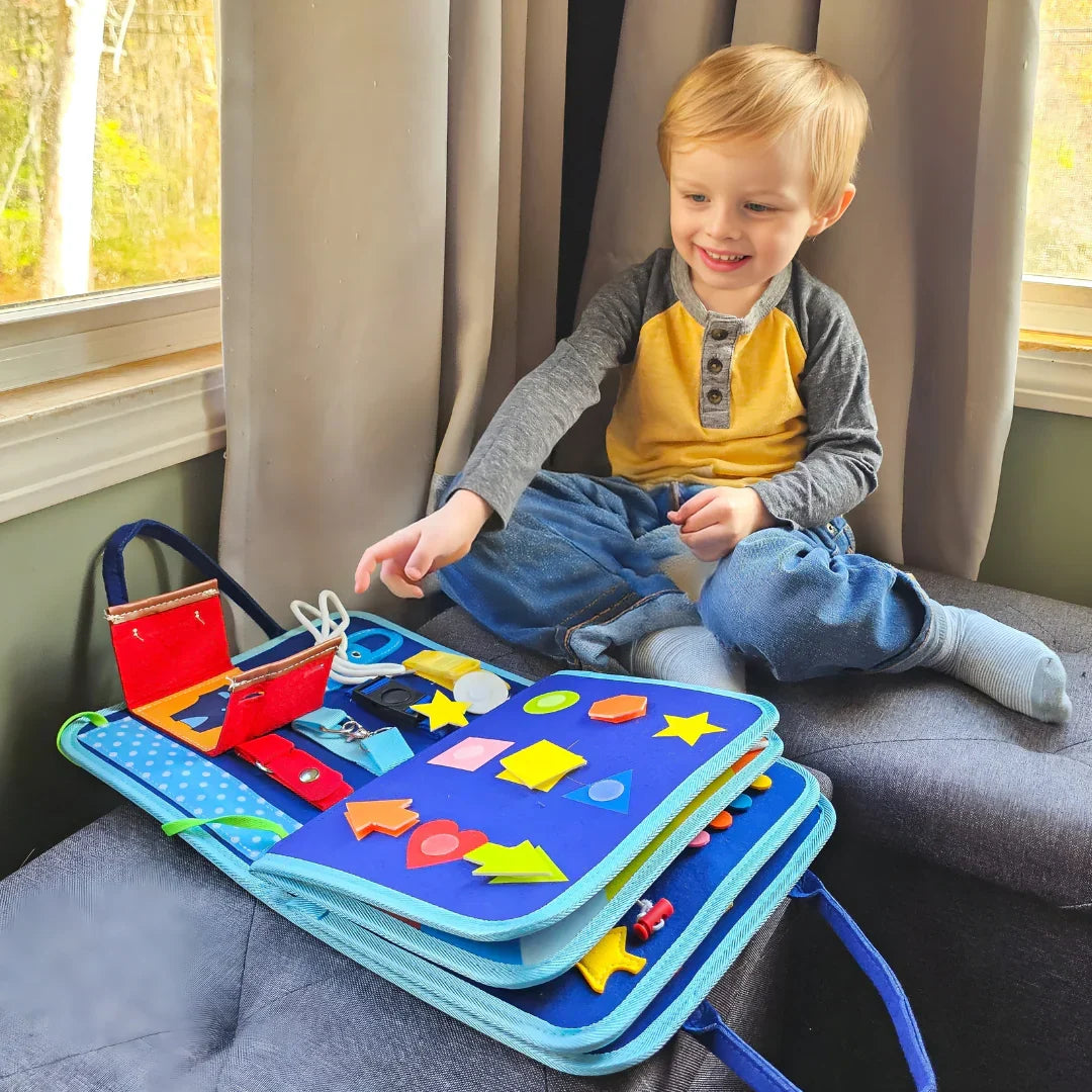 Busy Book Felt Fabric 8 Interactive Pages Montessori Life Skills Activities