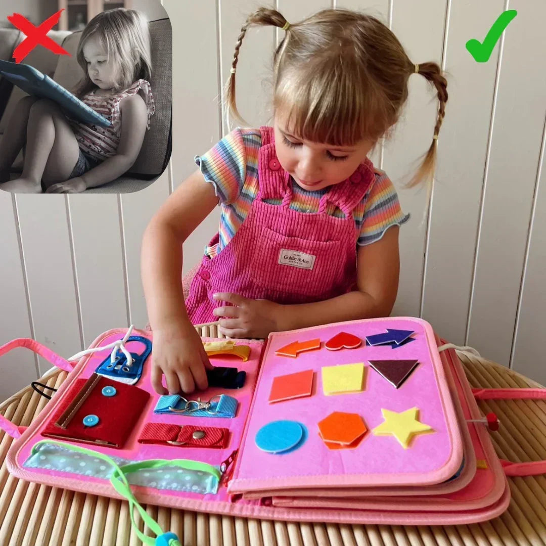 Busy Book Felt Fabric 8 Interactive Pages Montessori Life Skills Activities