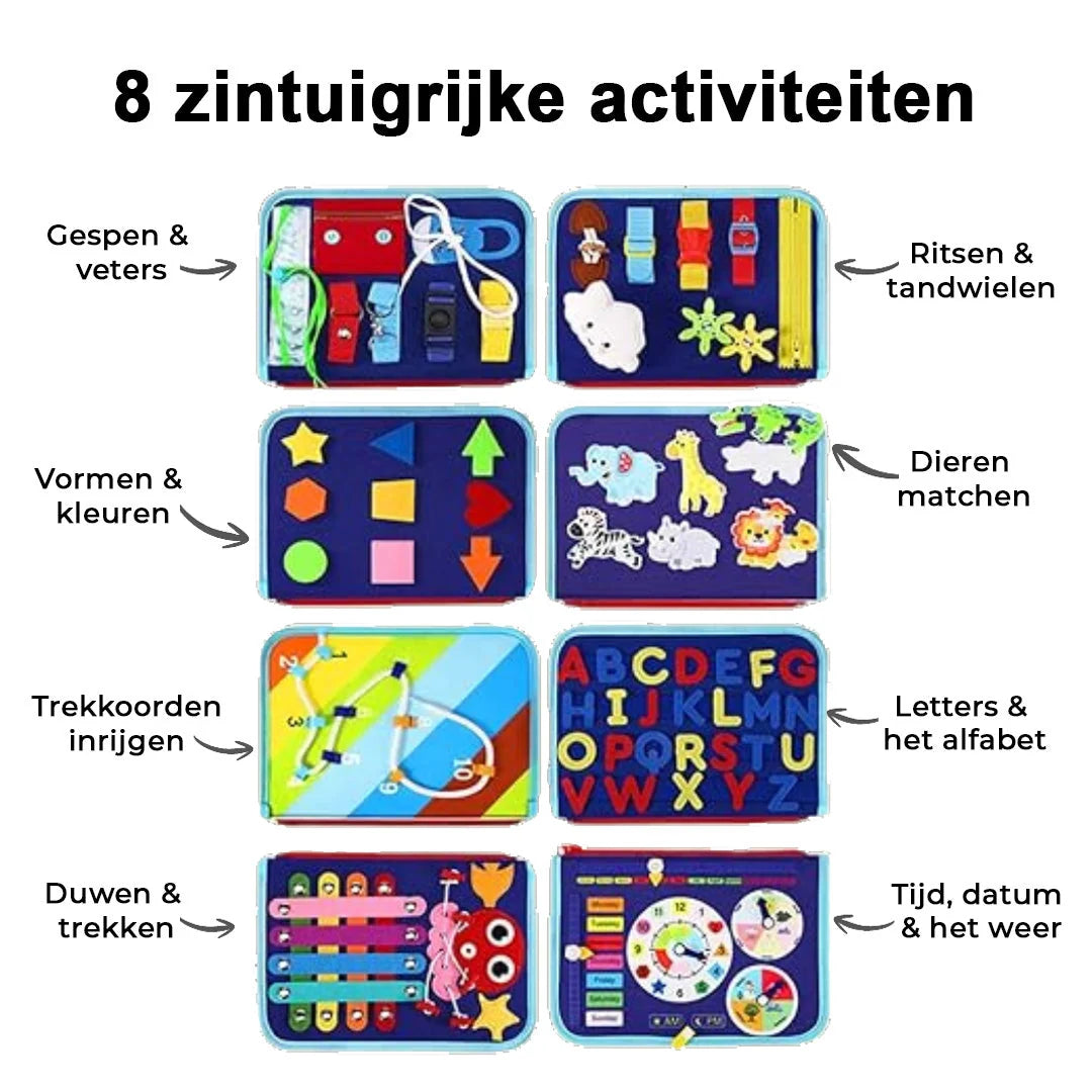 Busy Book Felt Fabric 8 Interactive Pages Montessori Life Skills Activities