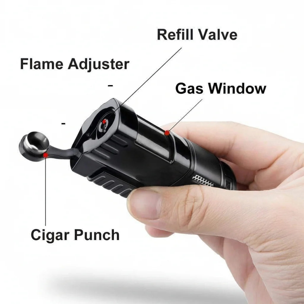 Butane Torch Lighter 4-Jet Windproof Refillable