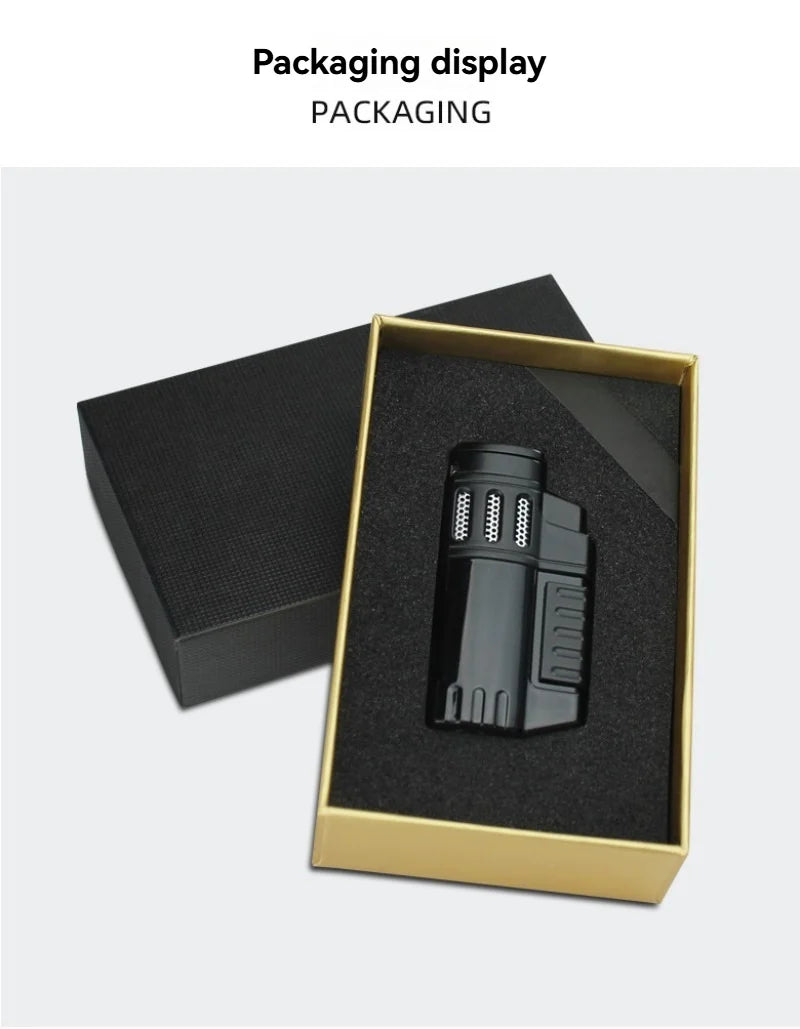 Butane Torch Lighter 4-Jet Windproof Refillable