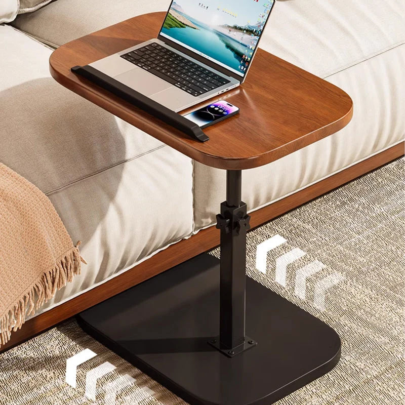 C-Shaped Side Table Adjustable Height & Wheels