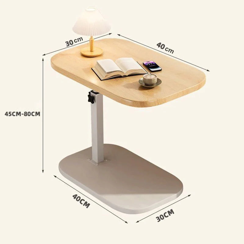C-Shaped Side Table Adjustable Height & Wheels