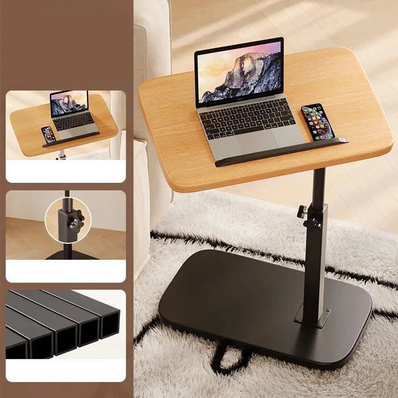 C-Shaped Side Table Adjustable Height & Wheels