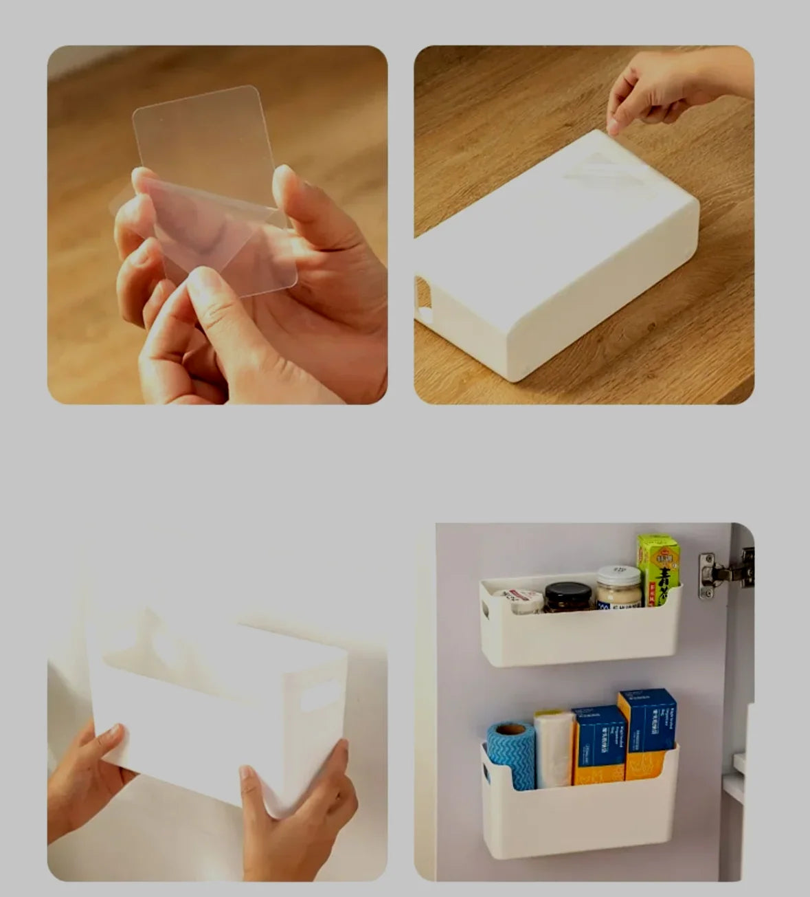 Cabinet Door Organizer Shelf Adhesive Mount No-Drill Plastic