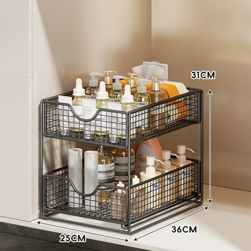 Cabinet Organizer Pull-Out Mesh Drawers Powder-Coated Steel
