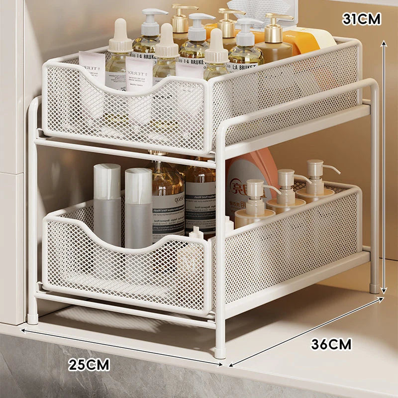 Cabinet Organizer Pull-Out Mesh Drawers Powder-Coated Steel