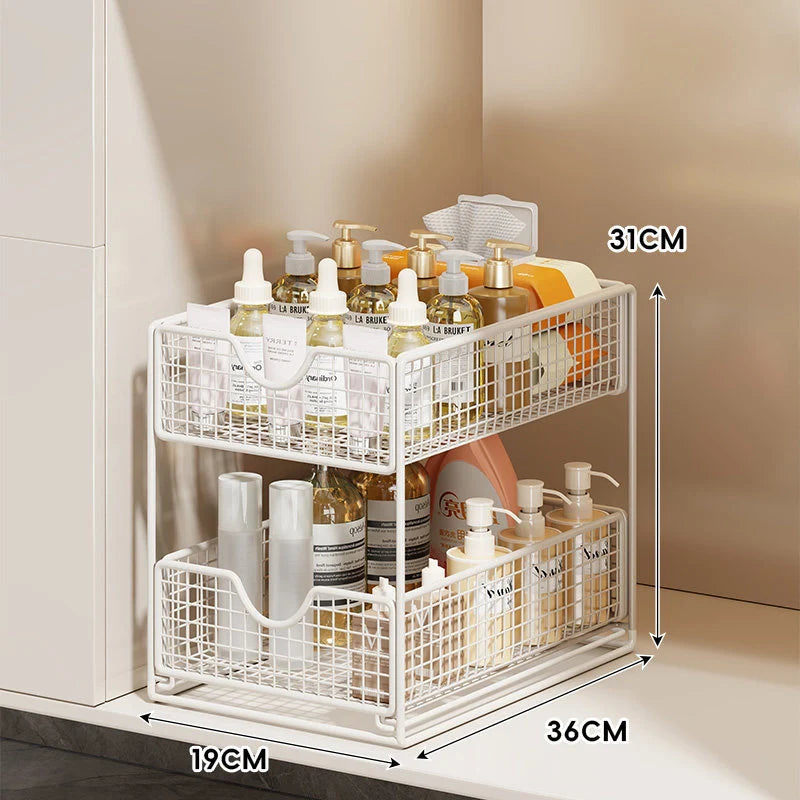 Cabinet Organizer Pull-Out Mesh Drawers Powder-Coated Steel