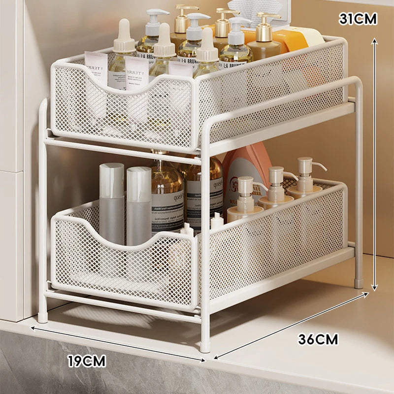 Cabinet Organizer Pull-Out Mesh Drawers Powder-Coated Steel