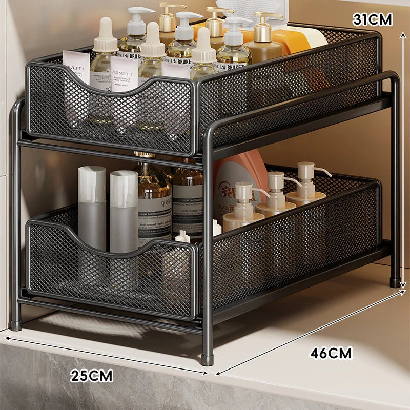 Cabinet Organizer Pull-Out Mesh Drawers Powder-Coated Steel