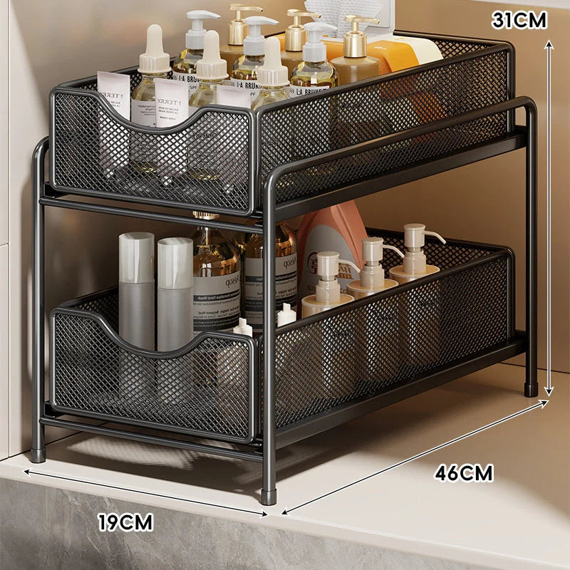 Cabinet Organizer Pull-Out Mesh Drawers Powder-Coated Steel
