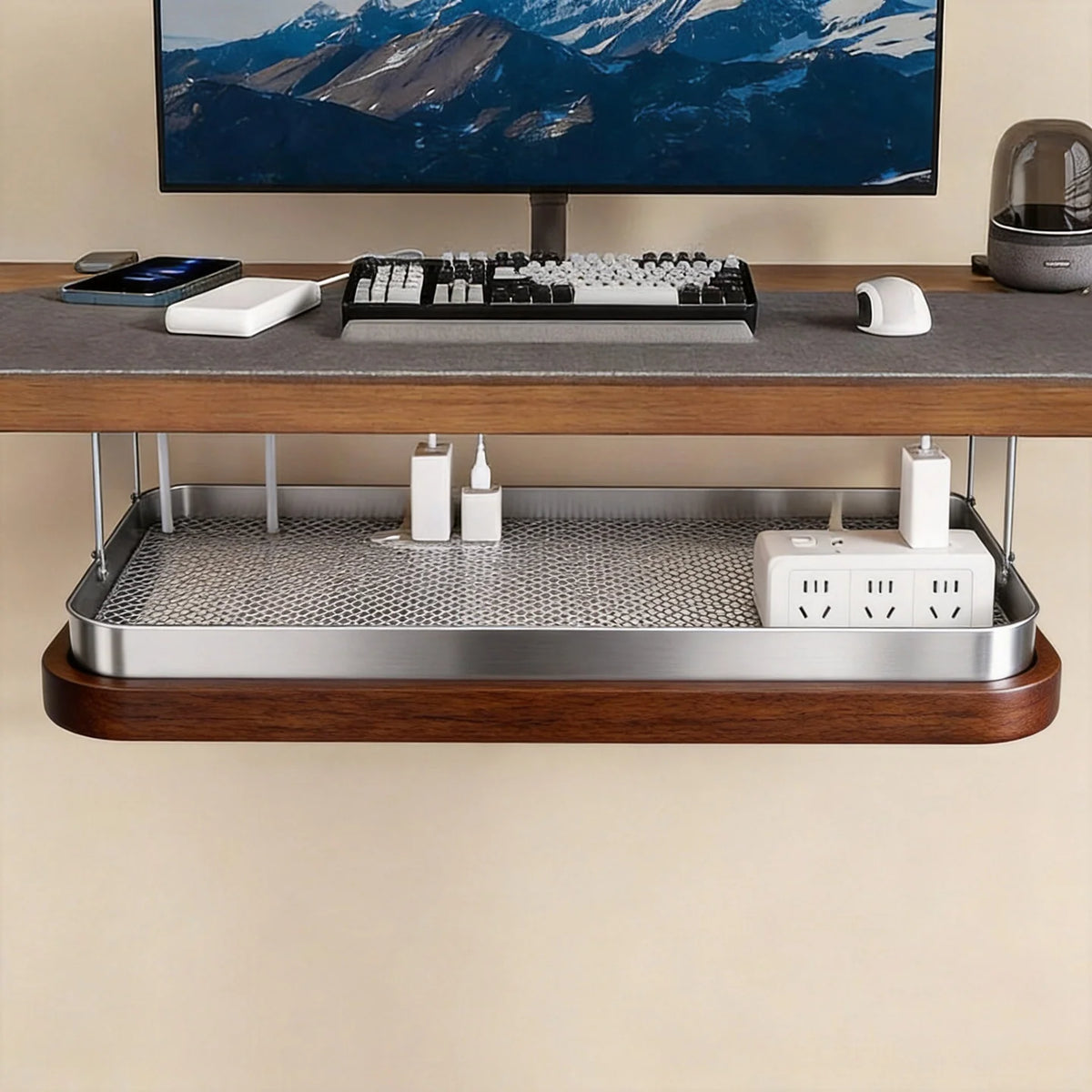 Cable Management Tray Adjustable Clamp-On No-Drill
