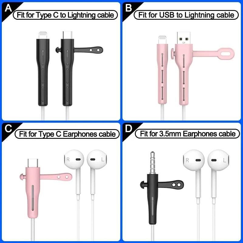 Cable Organizer Clip Soft Silicone Tangle-Free 1.5 Inch