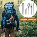 Camping Cutlery Set Foldable 4-In-1 Stainless Steel