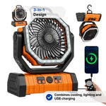 Camping Fan 3-in-1 LED Light & USB Power Bank
