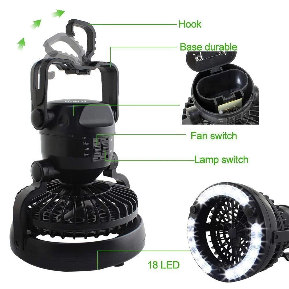 Camping Fan LED Light Battery Powered