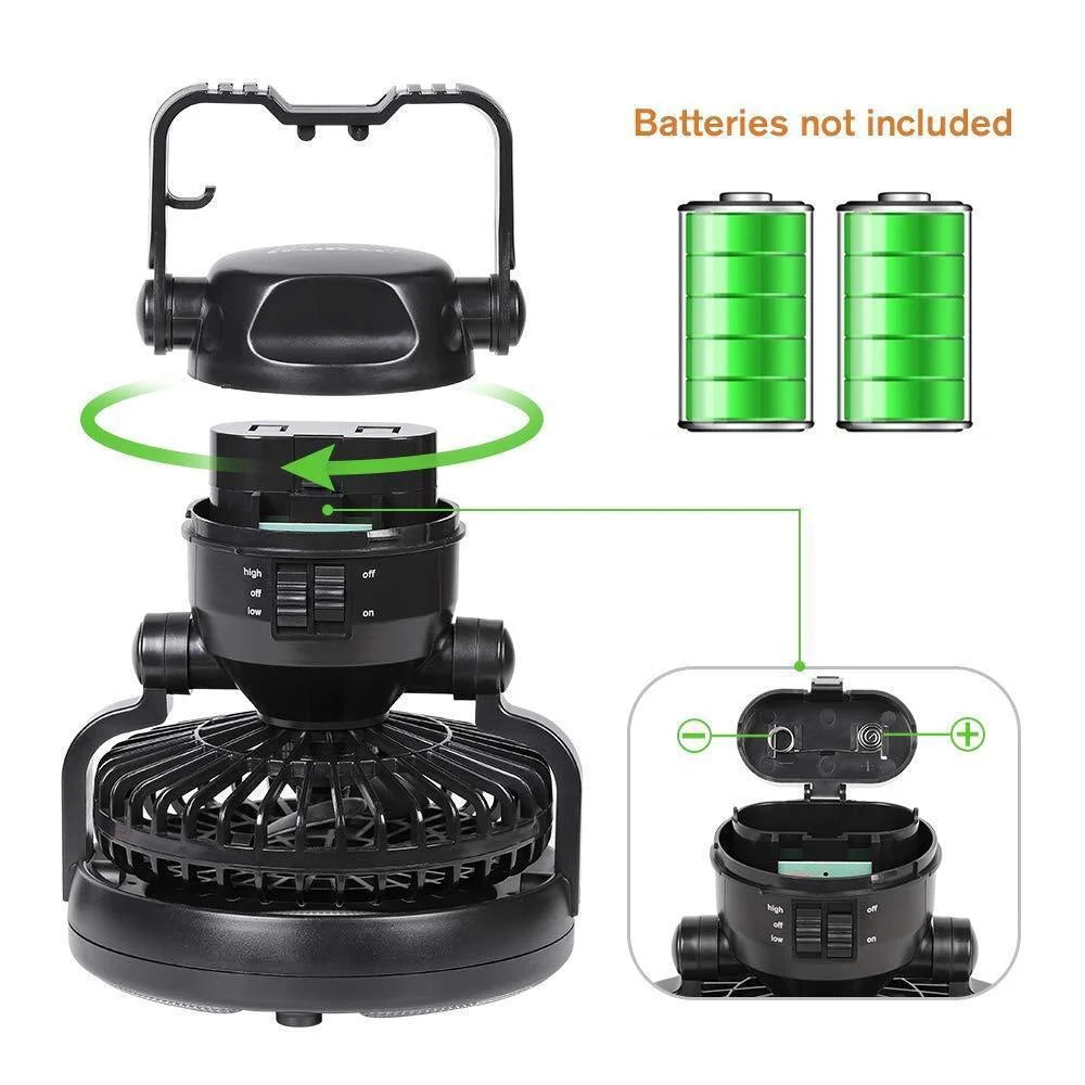 Camping Fan LED Light Battery Powered